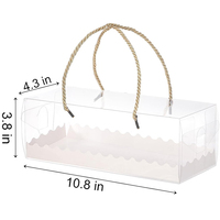 Boîte à gâteau rectangulaire en plastique transparent, boîte à gâteau en PET transparente en forme de cube, boîte à gâteau roulé suisse avec poignées, boîte à dessert portable