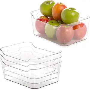 Amazon Hot Seal PET Plastic Clear Transparent Food-grade Fridge Food Fruit Storage Box Container For Kitchen