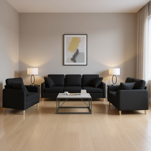 Black Polyester <b>Sofa</b> <b>Set</b> Metal Textilene Living Room Furniture Modern Minimalist Design - Product Image 2