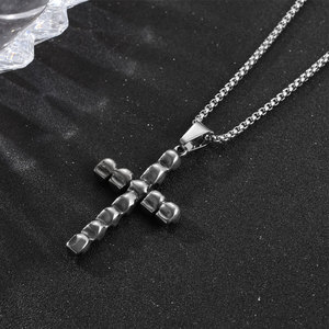 Skull <b>Cross</b> Necklace Stainless Steel Pendant Men's Gothic Party Jewelry SP933 - Product Image 2