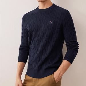 Suéter de costilla de lana Suéter de punto de manga larga personalizado Vintage Suéter de punto de perfil de bandera Feo - Product Image 5