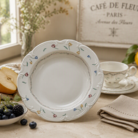 Assiette de service à dessert en céramique blanche à motif floral rétro français pour fête du thé, table de mariage