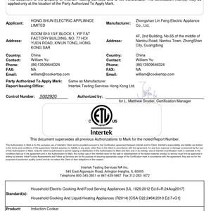 เตาแม่เหล็กไฟฟ้าแบบกำหนดเองรุ่นใหม่ปี 2025 กำลังไฟ 1800 วัตต์ มาตรฐาน ETL - Product Image 6