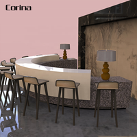 Comptoir de bar en acrylique incurvé de forme semi-circulaire pour discothèque, pub, café, magasin de jus