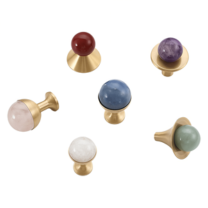 Nordic Style Single Hole <strong>Knobs</strong>-Multi-Color Natural Stone Brass Base Handles for Kitchen/Wine Cabinet/Drawer/Shoe Cabinet Durable - Product Image 5
