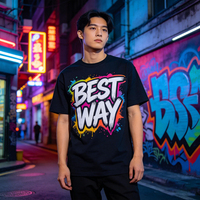 T-shirts surdimensionnés en jersey de coton lourd 100% de haute qualité avec logo graphique vintage imprimé numériquement pour hommes, streetwear hip-hop
