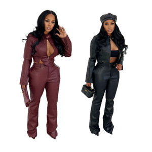 Completi da <span class=keywords><strong>Donna</strong></span> in Pelle PU Taglia S-2XL per Club, Set Due Pezzi, Vendita all'<span class=keywords><strong>Ingrosso</strong></span> 2025 - Product Image 1