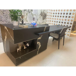 Muebles modernos de <span class=keywords><strong>Bar</strong></span> de cocina familiar, mesa de <span class=keywords><strong>Isla</strong></span> de losa de piedra blanca y negra con lavabo de cerámica de comedor retráctil para hoteles - Product Image 4