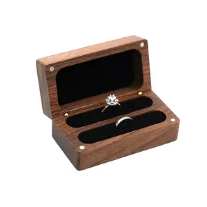 Houten Sieraden Ring Doos Walnoot Opbergring Houder Rustieke Bruiloft Verlovingsvoorstel Ringen Kussenliefhebbers Vaders Moeders Dag Cadeau