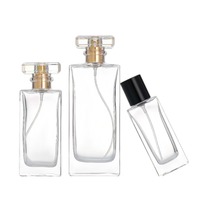 Vente en gros en vrac de flacons d'échantillons de parfum carrés transparents en cristal de 20 ml, 30 ml, 50 ml, 100 ml, même style que les grandes marques, commande minimum de 100 pièces