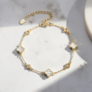 Vintage-Inspired Sterling Silver Jewelry 925 Hollow Clover <b>Bracelet</b> Daily Wear Parties - Product Image 5