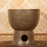 Gran oferta, lavabo de pedicura de pie alto barato, lavabo de Pedestal marrón, lavabo para el hogar, balcón, fregona redonda, fregadero para piscina
