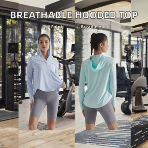 <b>Women</b> Hooded Yoga Breathable Quick Dry Long Sleeve Fitness Shirt Soft Stretch Gym Training Wear SPORT FITNESS <b>JACKET</b> - Product Image 2