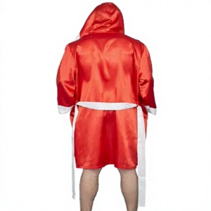 PROFIT SPORTS Bata de Boxeo Roja con Capucha y Ribete Blanco, Ropa Deportiva Transpirable de Poliéster, Cómoda para Todas las Estaciones, Personalizable, Premium, para Hombre - Product Image 2