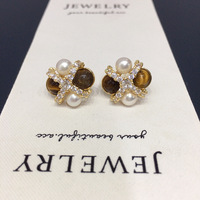 Boucles d'oreilles en perles d'eau douce naturelles en gros SHDIYAYUN, design rétro à double perle, bijoux en perles