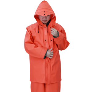 Chaqueta Impermeable de PVC de Alta Calidad con Logotipo Personalizado, 100% Impermeable, Gruesa, con Pantalones con Tirantes, Conjunto de Dos Piezas, Chaqueta de Pesca - Product Image 1