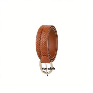 Cinturón Ovalado de Cuero PU Trenzado de 6 cm, Accesorio de Moda para Mujer - Product Image 1