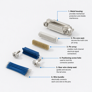 Connettore Elettrico Micro Rettangolare a Bloccaggio Rapido Serie J30J Tipo R 9 15 21 25 <span class=keywords><strong>31</strong></span> 37 51 66 74 100 Pin - Product Image 6