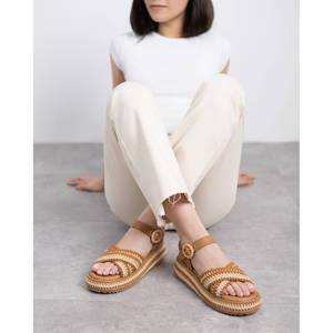 Sandales compensées en cuir pour femme Carmela, style été à bout ouvert, plateforme à brides, doublure en cuir véritable, rehaussant la taille 162356 - Product Image 5