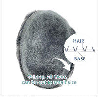 GS-N Super Thin Skin 0.03-0.04mm V Loop All Over 8X10 Cheveux Indiens Plusieurs Tailles Systèmes de Remplacement Cheveux Humains Toupet pour Homme