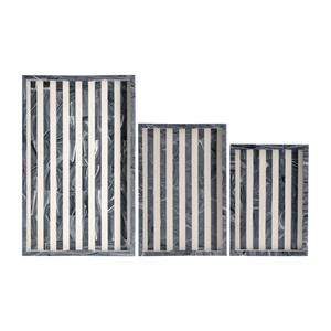 Vassoio da letto a righe con manici decorativi moderni, vassoio da caffè, vassoi portaoggetti per l'arredamento della casa - Product Image 1