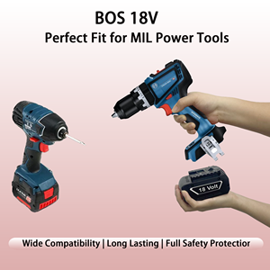 无绳电钻冲击锤 18V 3Ah 电池，替换用 BAT610G 锂电池，适用于 BOS 专业电动工具 - Product Image 3