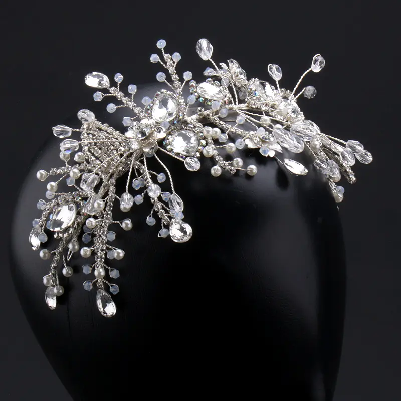 Handmade Crystal Glass Bride Accessories Hot Sale Bride Head Jewelry For Women
