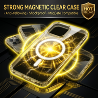 Casing HP Transparan Magnetic TPU+PC untuk 17 16 Pro Max Anti-Kuning Pelindung Keras Mendukung Pengisian Daya Nirkabel