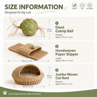 Mainan Kucing Ramah Lingkungan Seri Kertas Anyaman Jumbo, Anyaman Tangan untuk Istirahat & Mengatasi Kebosanan, Berisi Catnip, untuk Rumah dengan Banyak Kucing