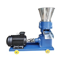 Machine à granulés à matrice plate électrique monophasée 220V, mobile sur roues, 150-500kg/h, pour ferme avicole et d'élevage écologique familiale