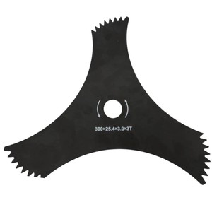 Lame <span class=keywords><strong>de</strong></span> débroussailleuse ondulée 300 mm 3T, alésage 25,4 mm, épaisseur 3,0 mm, en acier robuste pour l'entretien des espaces verts et des zones légèrement infestées d'herbe - Product Image 1