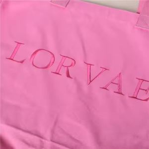 Large for Pink Custom Logo <b>Canvas</b> <b>Tote</b> <b>Bag</b> with Embroidered Webbing Handle Oversized Shopping <b>Bag</b> with Letter Pattern - Product Image 4