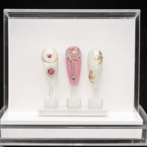 Uñas Postizas con Brillo Rosa y Blanco, Gel UV, Diseño Floral con Cuentas de Cristal, para Salón o Uso Personal - Product Image 4