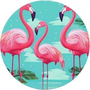 Nuevo estilo Tres flamencos tropicales Mantel Impermeable Borde elástico Interior y exterior 45 "-50" Toallita mediana Cubierta de mesa limpia - Product Image 5