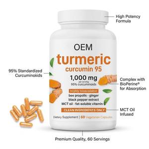 Cúrcuma de Alta Absorción, Curcumina 95, 1000mg <span class=keywords><strong>en</strong></span> Cápsulas con Jengibre y Pimienta Negra para Adultos - Product Image 1
