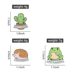 Groothandel zakelijke geschenken gepersonaliseerde schattige cactus egel kikker zwart nikkel emaille pin voor kleding en geschenken - Product Image 4