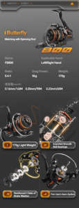 HISTAR OEM Butterfly <span class=keywords><strong>II</strong></span> Combo de Caña y Carrete de Pesca de Carbono Ultraligero 1.35 a 1.83m Acción Media Lanzamiento Largo Mango de 1 Segundo Río Lago - Product Image 5