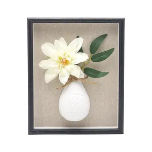 Jinnhome Shadow Box Wooden Color 9*11INCH Picture Frame DIY Shadow Box Display Flowers Frame With Linen Back Glass Pane