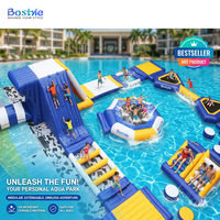 Parc aquatique gonflable personnalisé, parcours d'obstacles flottant sur l'eau avec toboggan trampoline pour divertissements aquatiques en plein air