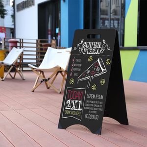 Black <span class=keywords><strong>Metal</strong></span> A Frame Pizarra Sign Sidewalk Sandwich Board Sign Outdoor - Product Image 5