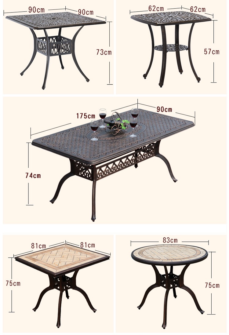 round outdoor dinning cast aluminum restaurant table and chairs set for restaurant and bars outdoor