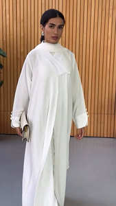 Loriya 2025 élégant nouveau Abaya ouvert Kimono Cardigan en gros femmes vêtements islamiques couleurs unies pour l'automne pour Dubaï <span class=keywords><strong>Turquie</strong></span> - Product Image 4