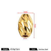 Perles intercalaires ovales en acier inoxydable doré brillant découpées au laser, à trou traversant, de 3/4/5 mm, pour la fabrication de bijoux DIY (bracelets, colliers)