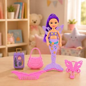 Set <span class=keywords><strong>di</strong></span> Bambole Sirena Mini da 6 Pollici, Bambola Principessa <span class=keywords><strong>Barbie</strong></span> da 15cm con Accessori, Borsetta a Farfalla, <span class=keywords><strong>Giocattolo</strong></span> per Regalo <span class=keywords><strong>di</strong></span> Compleanno per Ragazze - Product Image 6