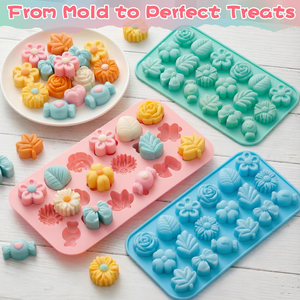 Molde de Silicona con Forma de Flor de 18 Cavidades, Molde de Silicona para Chocolate, Repostería, Decoración de Pasteles y Dulces, Grado Alimenticio - Product Image 5