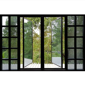 Tegood Factory 3x4 diseño de parrilla negra Rotura de puente térmico ventana francesa abatible de aluminio - Product Image 1