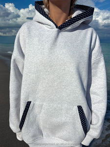 Sudadera con Capucha Bordada de Alta Calidad 100% Algodón, Estilo Urbano, Casual, para <span class=keywords><strong>Mujer</strong></span>, Talla Grande, con Diseño de Lunares, Personalizable - Product Image 3