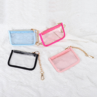 Dompet Mini Vintage Buatan Tangan Grosir 10 Warna Lucu, Tempat Kartu Unisex, Dompet Koin PVC Vinyl Transparan Ber-resleting, Gantungan Kunci