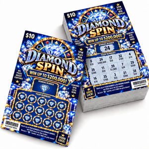 Billets de loterie à gratter personnalisés avec logo, impression numérique brillante, vernis, numéros gagnants, conception gratuite - Product Image 1