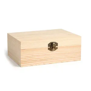 Hình chữ nhật thông gỗ lưu trữ Box cho Diy Craft nghệ thuật sở thích và tường dấu hiệu gỗ thủ công mỹ nghệ